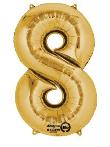 Picture of FOIL BALLOON NUMBER 8 GOLD 16 INCH